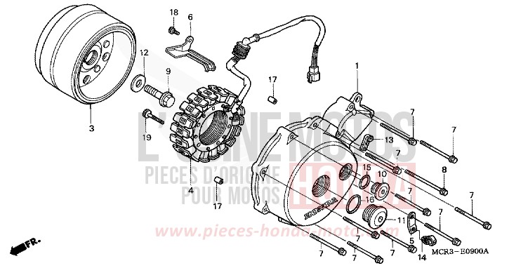 PANNEAU CARTER-MOTEUR G./ GENERATRICE de Shadow Aero REARL SEDONA RED (R223B) 2001